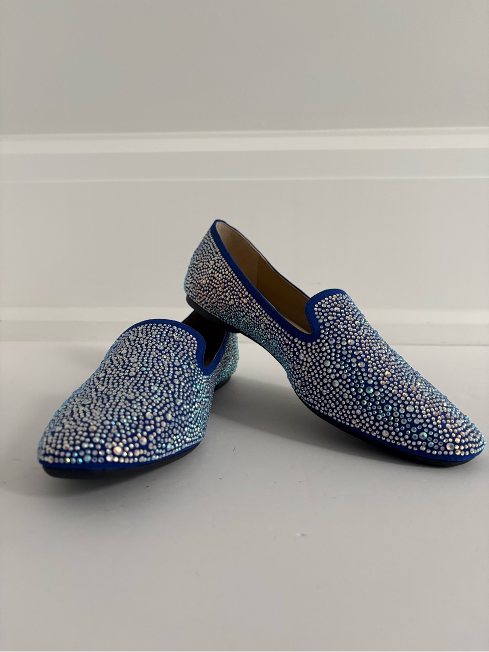 Enzo Angiolini Crystal Rhinestone Loafer Slip-On Flats - Blue - Women’s Size 6